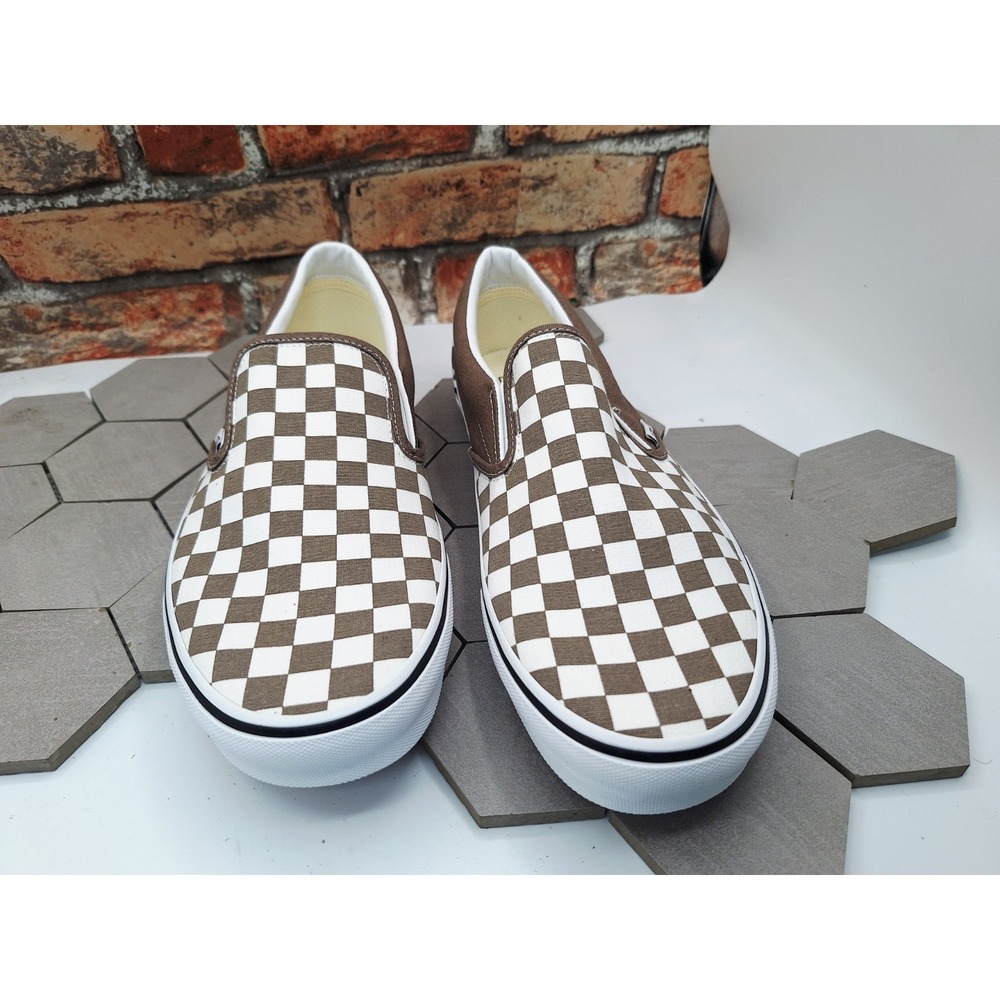 Vans Classic Slip-On Color Theory Checkerboard Brown White Men's 11 (2025)